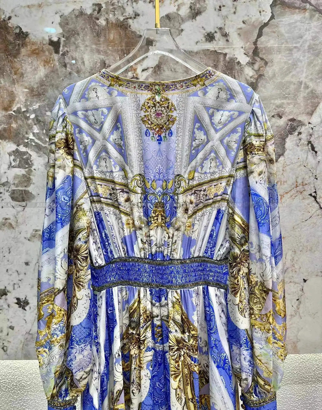 Designer Dress New Bohemian Style V Neck Purple Flower Print Long